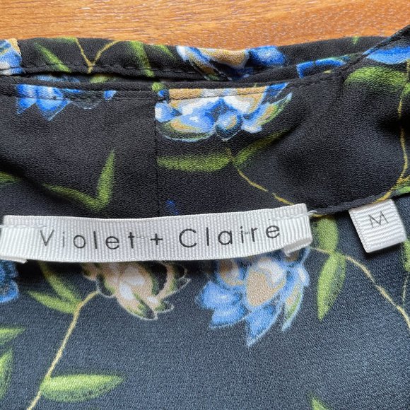 NEW Violet & Claire Women’s sz M dressy black V-neck L/S blouse top - Picture 2 of 12